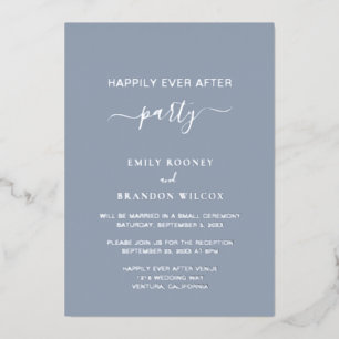 Elegant Blue Silver Simple Wedding Reception Folieneinladung