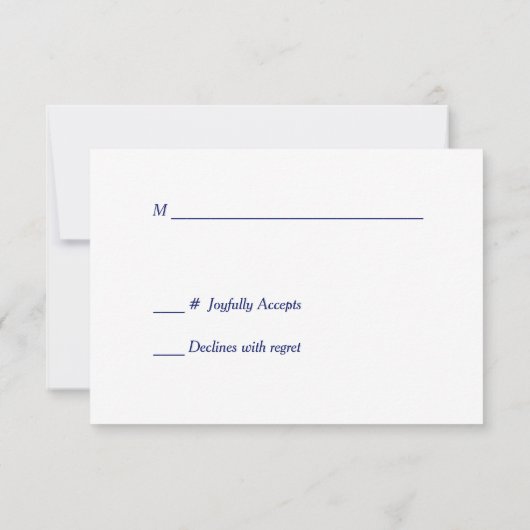 Elegant Blue Silver Star Wedding RSVP (Rückseite)