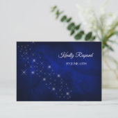 Elegant Blue Silver Star Wedding RSVP Karte (Stehend Vorderseite)