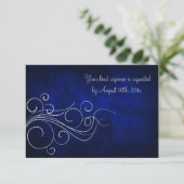 Elegant Blue Silver Wedding RSVP Karte (Stehend Vorderseite)