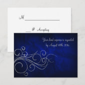 Elegant Blue Silver Wedding RSVP Karte (Vorne/Hinten)