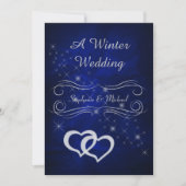 Elegant Blue Silver Winter Wedding Einladung (Vorderseite)