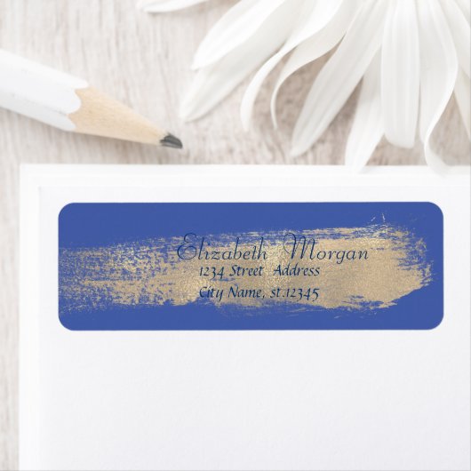 Elegant Blue Simple,Imitate Gold Brush Stroke (Insitu)