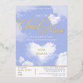 Elegant Blue Sky Cloud Nine Brautparty Gold Folieneinladung (Vorderseite)
