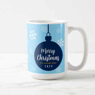 Elegant Blue Snowflake Frohe Weihnachtsfeiertage Kaffeetasse