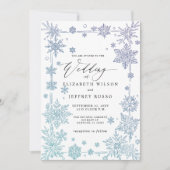 Elegant Blue snowflakes Winter Wedding Einladung (Vorderseite)