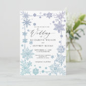 Elegant Blue snowflakes Winter Wedding Einladung (Stehend Vorderseite)