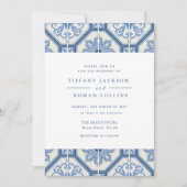 Elegant Blue Spanish Tile Hochzeit Einladung (Vorderseite)