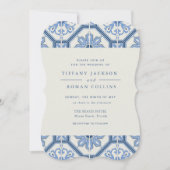 Elegant Blue Spanish Tile Hochzeit Einladung (Vorderseite)