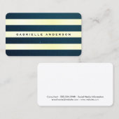 Elegant Blue Speckled | Streifenmuster Visitenkarte (Vorne/Hinten)