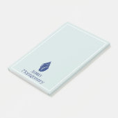 Elegant Blue Spiral Seashell Personalisiert Post-it Klebezettel (angewinkelt)