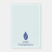 Elegant Blue Spiral Seashell Personalisiert Post-it Klebezettel (Vorderseite)