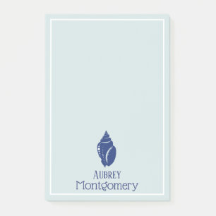 Elegant Blue Spiral Seashell Personalisiert Post-it Klebezettel