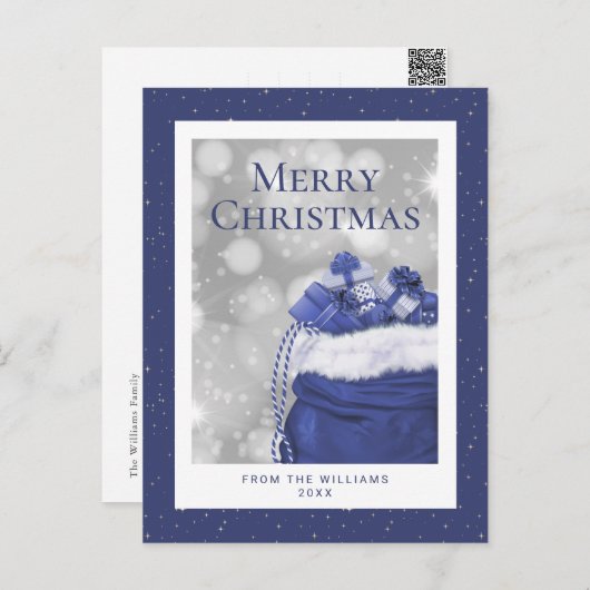 Elegant Blue Starry Frohe Weihnachten (Vorne/Hinten)