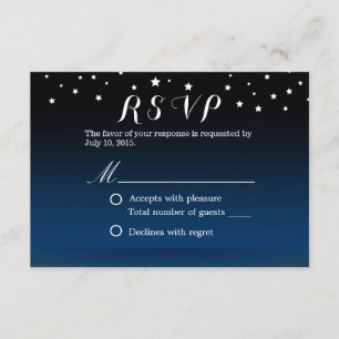Elegant Blue Starry Night Wedding RSVP Karte