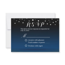 Elegant Blue Starry Night Wedding RSVP