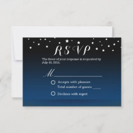 Elegant Blue Starry Night Wedding RSVP Karte
