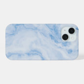 Elegant Blue Stone Marble Pattern iPhone 15 Hülle (Rückseite (Horizontal))