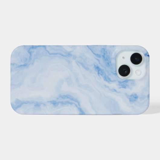 Elegant Blue Stone Marble Pattern iPhone 15 Hülle (Rückseite (Horizontal))