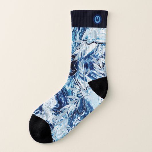 Elegant Blue Stream Monogram Socken (Links - Außen)