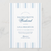 Elegant Blue Stripe Bachelorette Weekend Itinerary Einladung (Vorderseite)