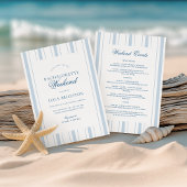 Elegant Blue Stripe Bachelorette Weekend Itinerary Einladung