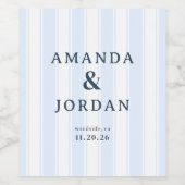 Elegant Blue Striped Minimalist Weinetikett (Einzelnes Label)