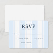 Elegant Blue Stripes RSVP Karte (Vorne/Hinten)