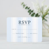 Elegant Blue Stripes RSVP Karte (Stehend Vorderseite)