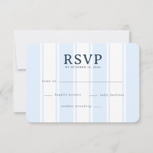 Elegant Blue Stripes RSVP Karte (Vorderseite)