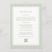 Elegant Blue Stripes Sage Wedding Details Card Begleitkarte (Vorderseite)