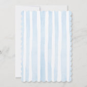 Elegant Blue Stripes Teddy Bear Baby Shower  Einladung (Rückseite)