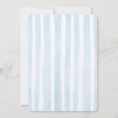 Elegant Blue Stripes Teddy Bear Baby Shower  Einladung (Rückseite)