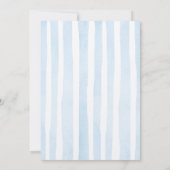 Elegant Blue Stripes Teddy Bear Baby Shower Einladung (Rückseite)