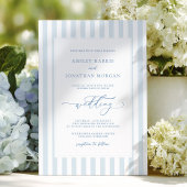Elegant Blue Stripes Wedding Invitation Einladung
