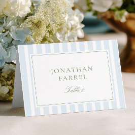Elegant Blue Stripes Wedding Place Cards Tischnummer