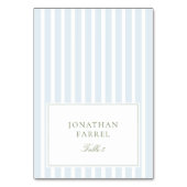 Elegant Blue Stripes Wedding Place Cards Tischnummer (Vorderseite)