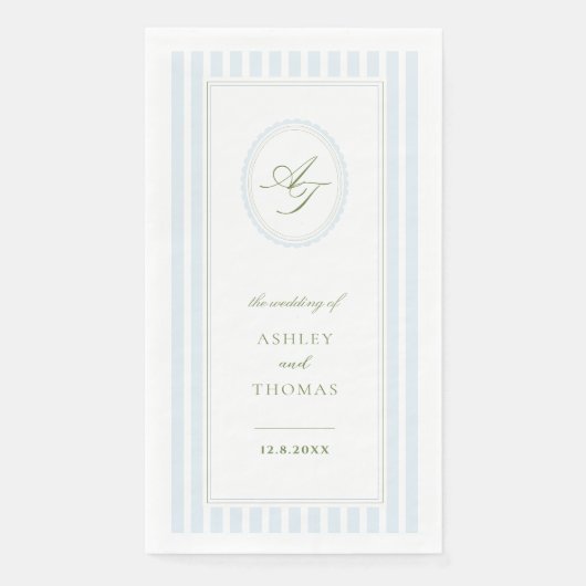 Elegant Blue Stripes Wedding Serviette (Vorderseite)