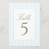 Elegant Blue Stripes Wedding Table Number Einladung (Rückseite)