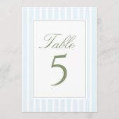 Elegant Blue Stripes Wedding Table Number Einladung (Vorderseite)