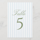 Elegant Blue Stripes Wedding Table Number Einladung (Rückseite)