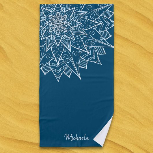 Elegant Blue Summer Floral Strandtuch