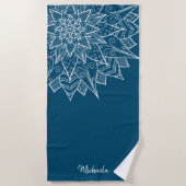 Elegant Blue Summer Floral Strandtuch (Vorderseite)