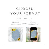 Elegant Blue Sunflowers Einladung