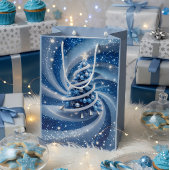Elegant Blue Swirl Christmas Tree Gift Bag Mittlere Geschenktüte