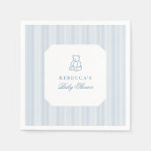 Elegant Blue Teddy Bear Preppy Niedlich Baby Showe Serviette (Vorderseite)
