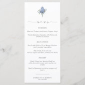 Elegant Blue Thistle Script Wedding Menükarte (Vorderseite)