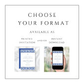 Elegant Blue Tiles Boy First Communion Einladung