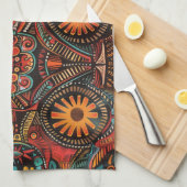 Elegant Blue "Timeless Ancestral Impressum" Woven  Geschirrtuch (Viertel Falte)