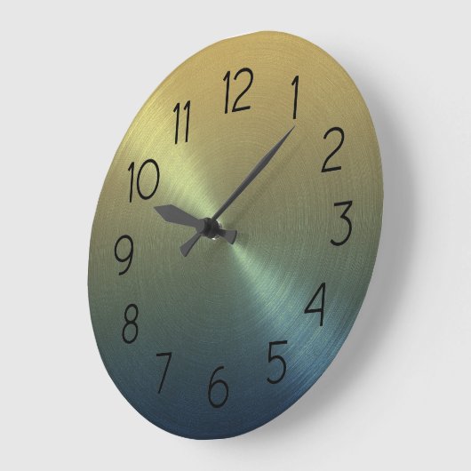 Elegant Blue to Gold Ombre Gradient Große Wanduhr (Winkel)